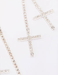 Silver Double Cross Cupchain Drop Earrings - link has visual effect only
