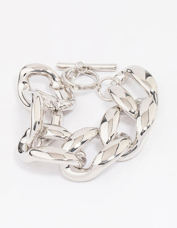 Rhodium Chunky Short Chain Bracelet