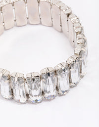Silver Rectangular Stone Stretch Bracelet - link has visual effect only