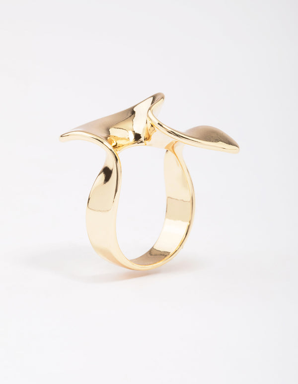 Gold Plated Metal Twisted Ring