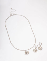 Silver Textured Coin Jewellery Set - link has visual effect only