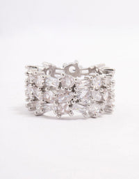 Rhodium Mixed Stone Cubic Zirconia Band Ring - link has visual effect only