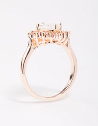 Rose Gold Cubic Zirconia Framed Square Ring - link has visual effect only