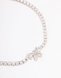 Silver Cubic Zirconia Round Bow Tennis Bracelet - link has visual effect only