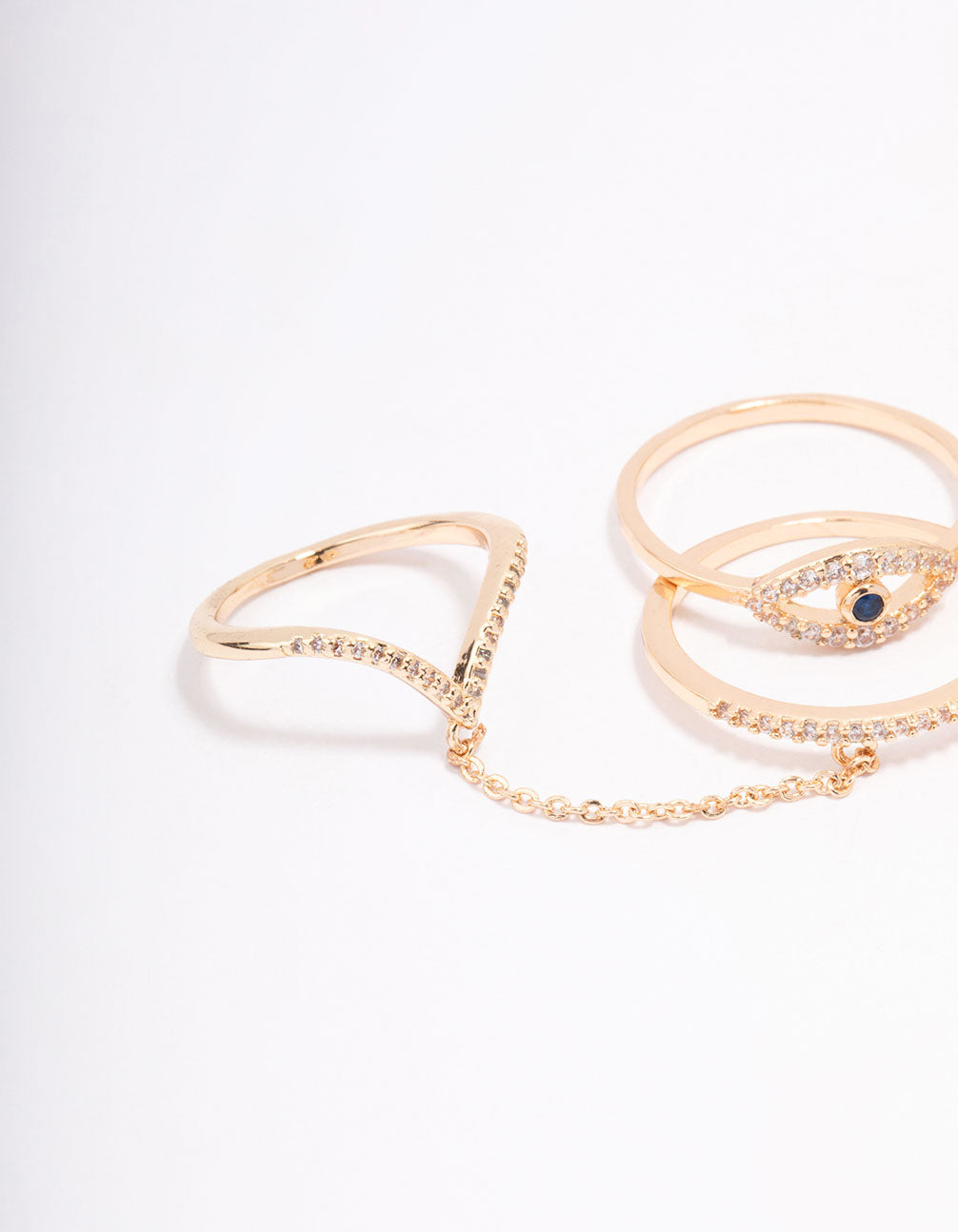 Gold Cubic Zirconia Dainty Ring 4-Pack