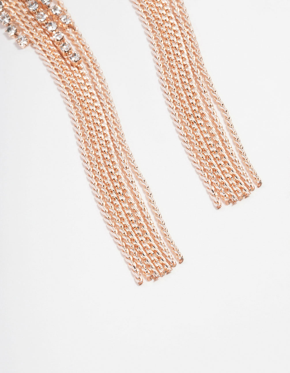 Rose Gold Diamante Cup Chain Drop Earrings