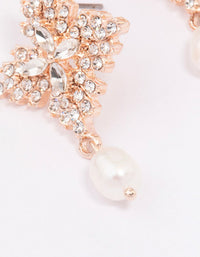 Rose Gold Freshwater Pearl Diamante Drop Earrings - link has visual effect only