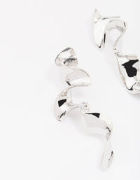 Silver Long Wavy Drop Earrings - link has visual effect only