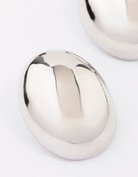 Silver Large Slide Oval Stud Earrings - link has visual effect only