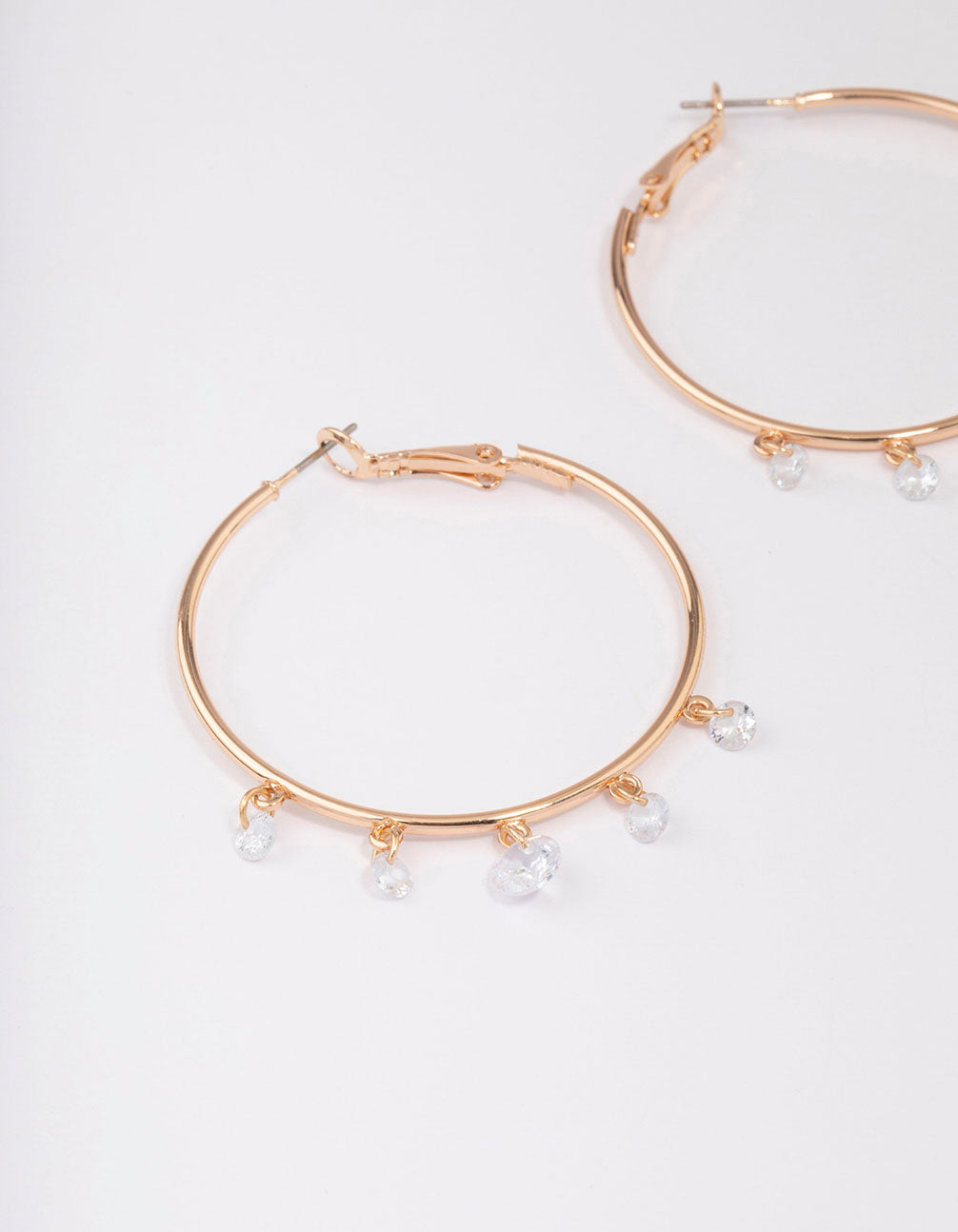 Gold Cubic Zirconia Dangle Hoop Earrings