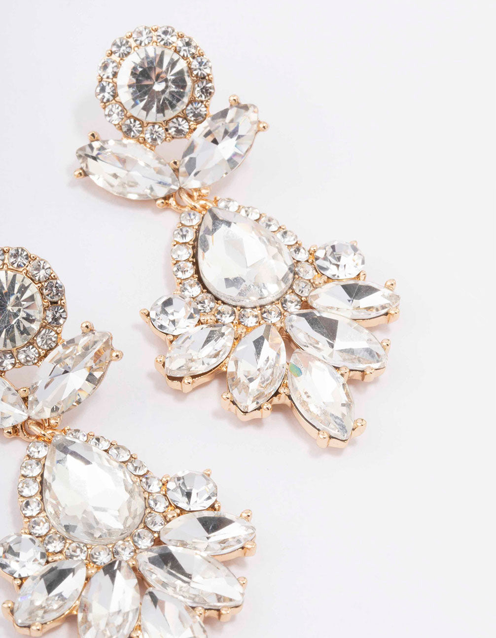 Gold Blossom Bling Drop Earrings