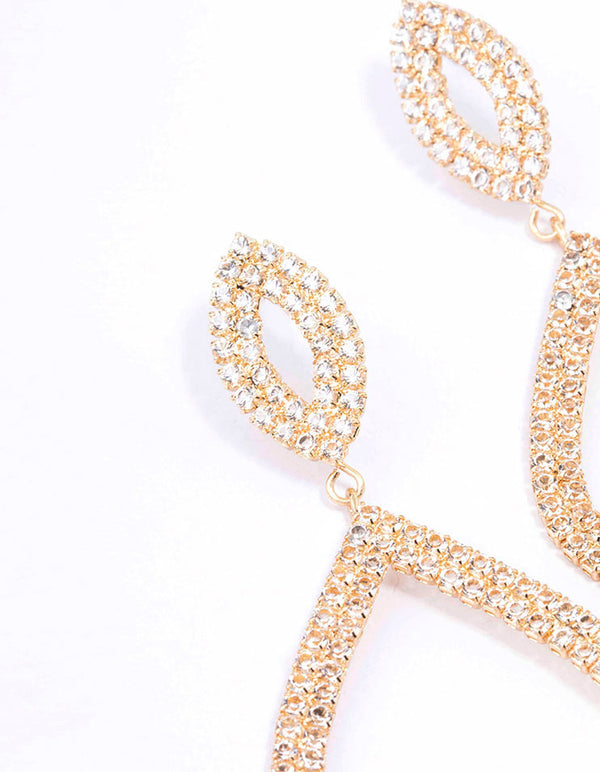 Gold Cup Chain Diamond-Shaped Drop Earrings