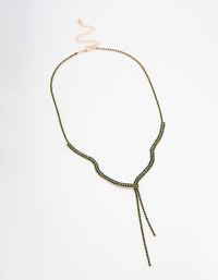 Gold Dainty Emerald Ribbon Lariat Necklace - link has visual effect only