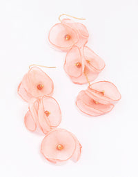 Gold Fabric Petal Drop Earrings - link has visual effect only