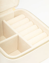Cream Faux Leather Square Jewellery Case - link has visual effect only