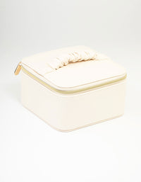 Cream Faux Leather Square Jewellery Case - link has visual effect only