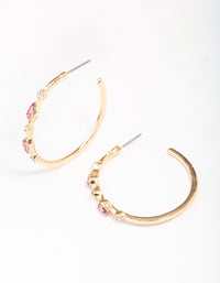 Gold Pear Circle Diamante Hoop Earrings - link has visual effect only