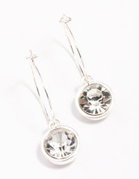 Silver Circle Encased Diamante Hoop Earrings - link has visual effect only