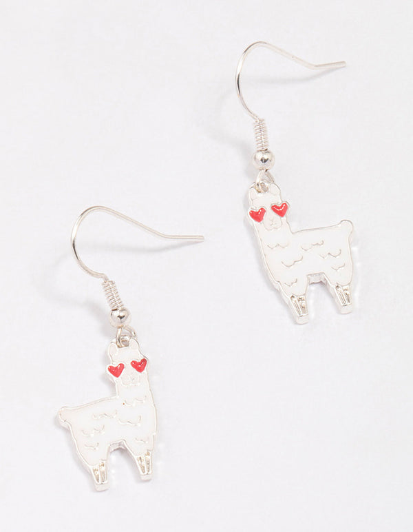Silver Llama Drop Earrings
