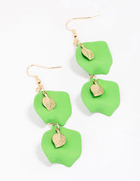 Gold & Green Double Iridescent Drop Earrings - link has visual effect only