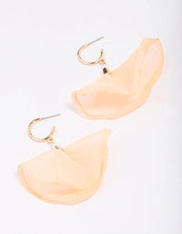 Gold Fabric Flower Huggie Drop Earrings - link has visual effect only