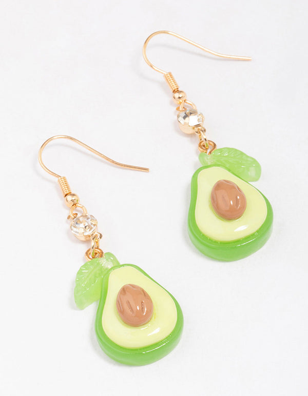 Gold Avocado Drop Earrings