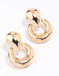 Gold Clean Door Knocker Stud Earrings - link has visual effect only