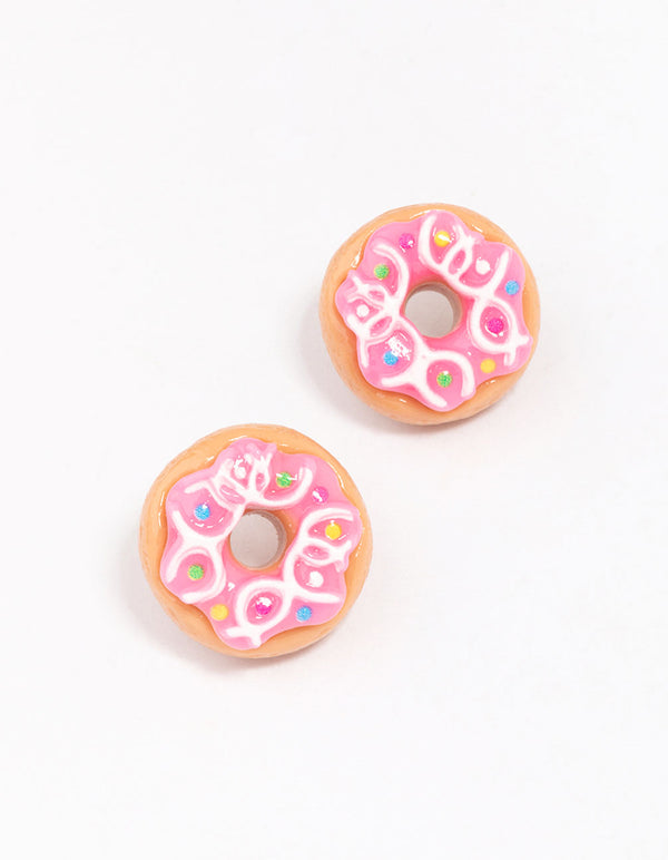 Pink Donut Stud Earrings