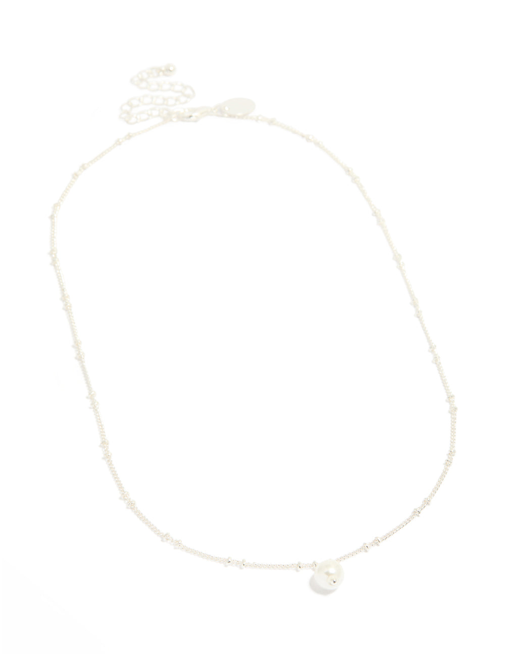Silver Ball Chain Pearl Pendant Necklace