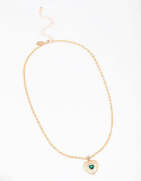 Gold Twisted Rope Diamante Heart Pendant Necklace - link has visual effect only