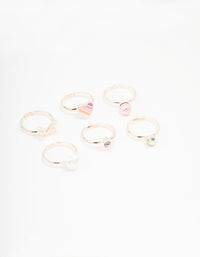 Kids Rose Gold Heart & Butterfly Ring Pack - link has visual effect only