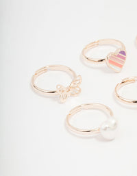 Kids Rose Gold Heart & Butterfly Ring Pack - link has visual effect only