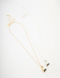 Kids Two-Toned Butterfly Pendant Necklace Pack - link has visual effect only