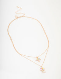 Kids Rose Gold Enamel Cloud & Rain Layered Necklace - link has visual effect only