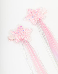 Kids Star Glitter Faux Hair Extension Clips - link has visual effect only