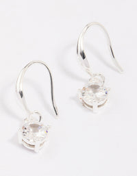 Silver Plated Cubic Zirconia Solitaire Hook Earrings - link has visual effect only
