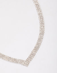 Silver Plated Thick V Neck Cubic Zirconia Necklace - link has visual effect only