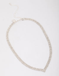 Silver Plated Thick V Neck Cubic Zirconia Necklace - link has visual effect only