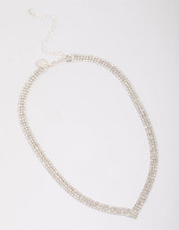 Silver Plated Thick V Neck Cubic Zirconia Necklace - link has visual effect only