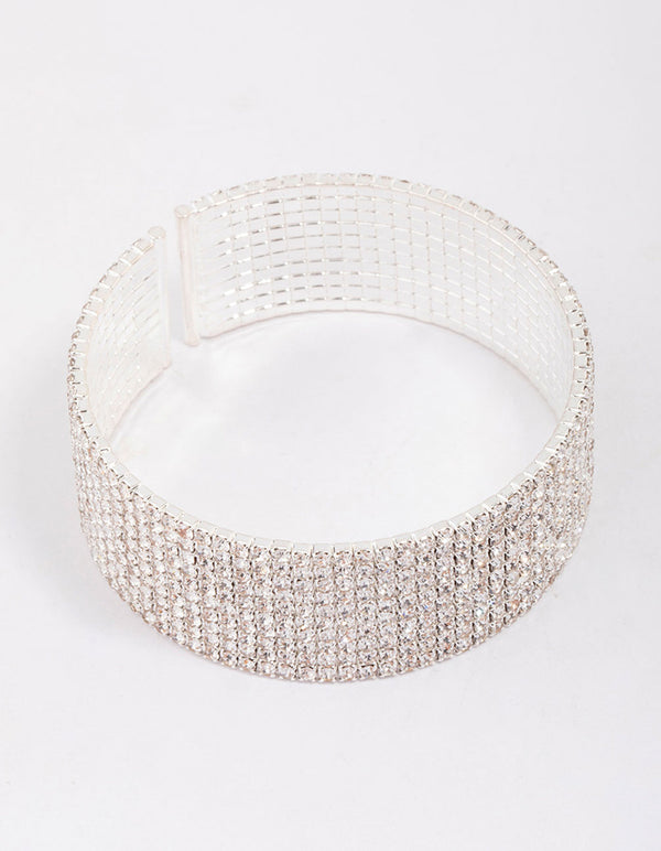 Silver Plated Thick Diamante Bracelet