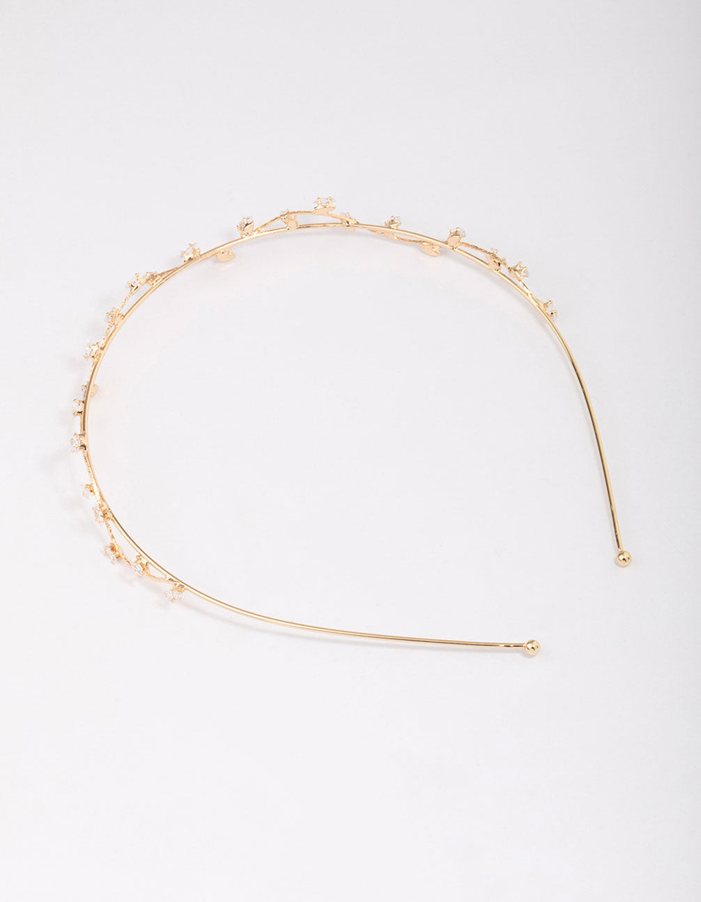 Gold Cubic Zirconia Dainty Vine Headband