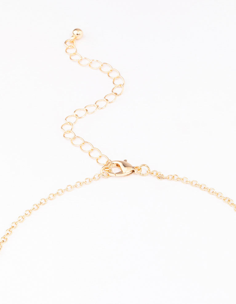 Gold Diamante Cross Droplet Necklace