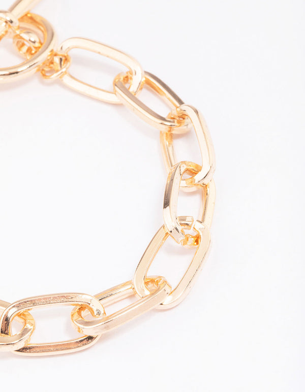 Gold Oval Link T&O Chain Bracelet