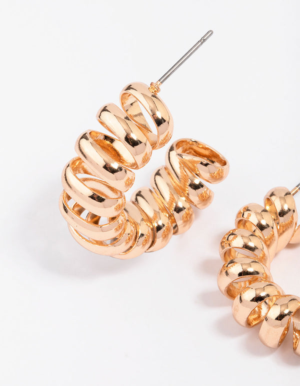 Gold Spiral Small Hoop Earrings