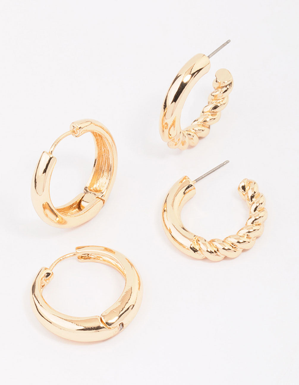 Gold Plain & Textured Hoop Earring Pack