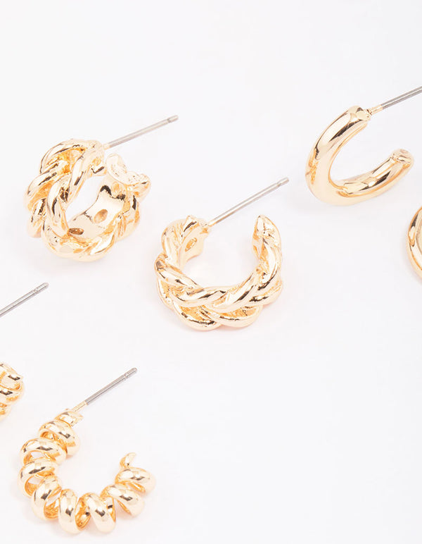 Gold Mixed Hoop Earring 3-Pack