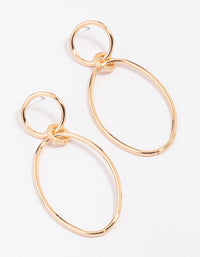 Gold Double Oval Simple Drop Earrings - link has visual effect only
