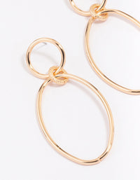 Gold Double Oval Simple Drop Earrings - link has visual effect only
