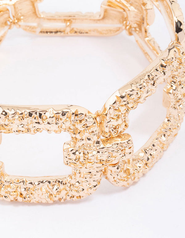 Gold Molten Chunky Link Stretch Bracelet