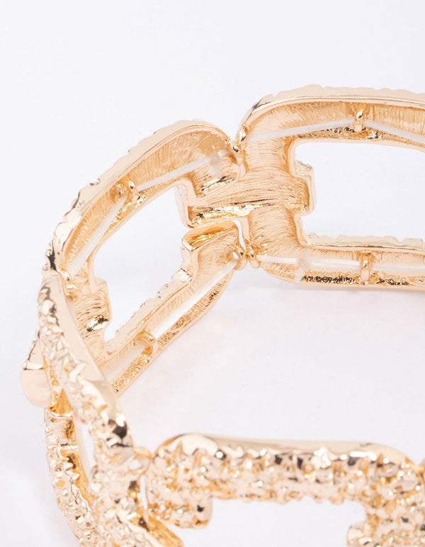 Gold Molten Chunky Link Stretch Bracelet